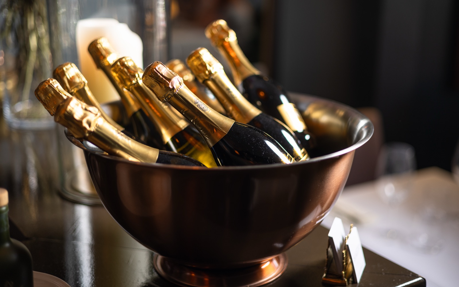 Fresh flowers and navy curtains